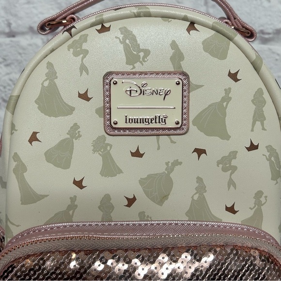 Loungefly Disney Ultimate Princess Sequin Rose Gold Mini Backpack main image 10